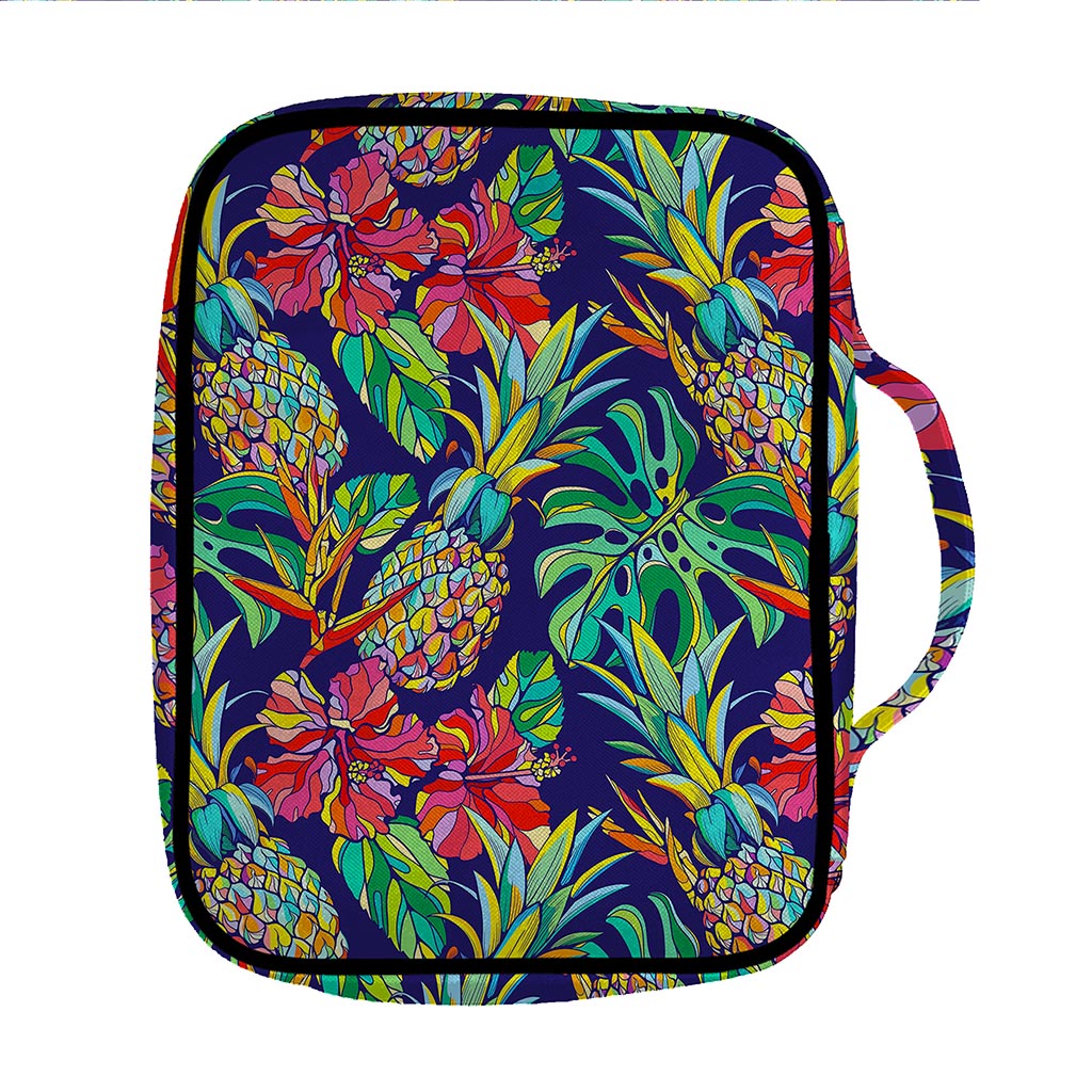 Colorful Aloha Pineapple Pattern Print Front Pocket Bible Bag