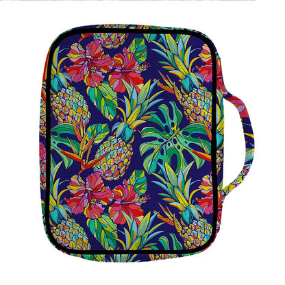 Colorful Aloha Pineapple Pattern Print Front Pocket Bible Bag