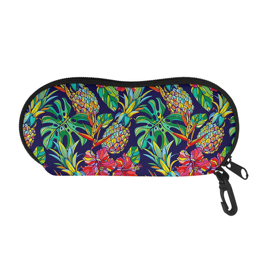 Colorful Aloha Pineapple Pattern Print Glasses Case