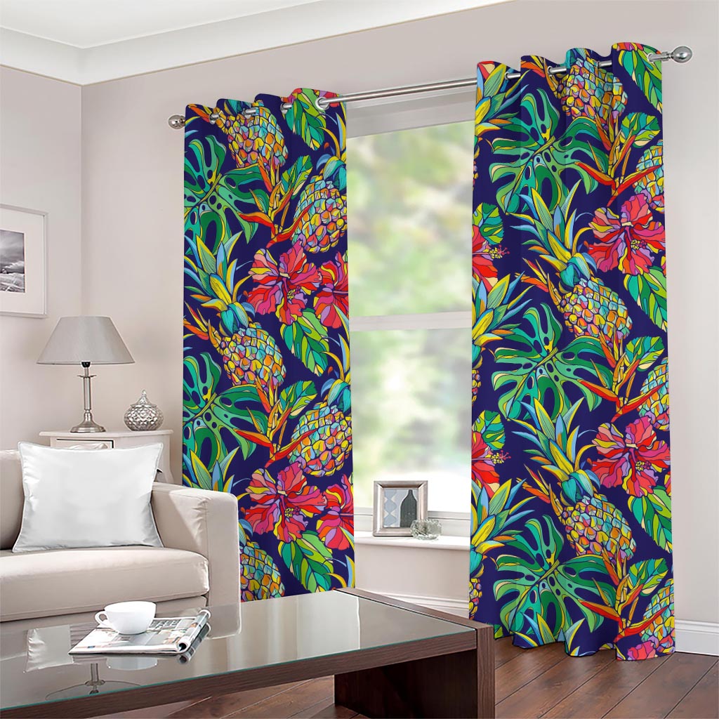 Colorful Aloha Pineapple Pattern Print Grommet Curtains