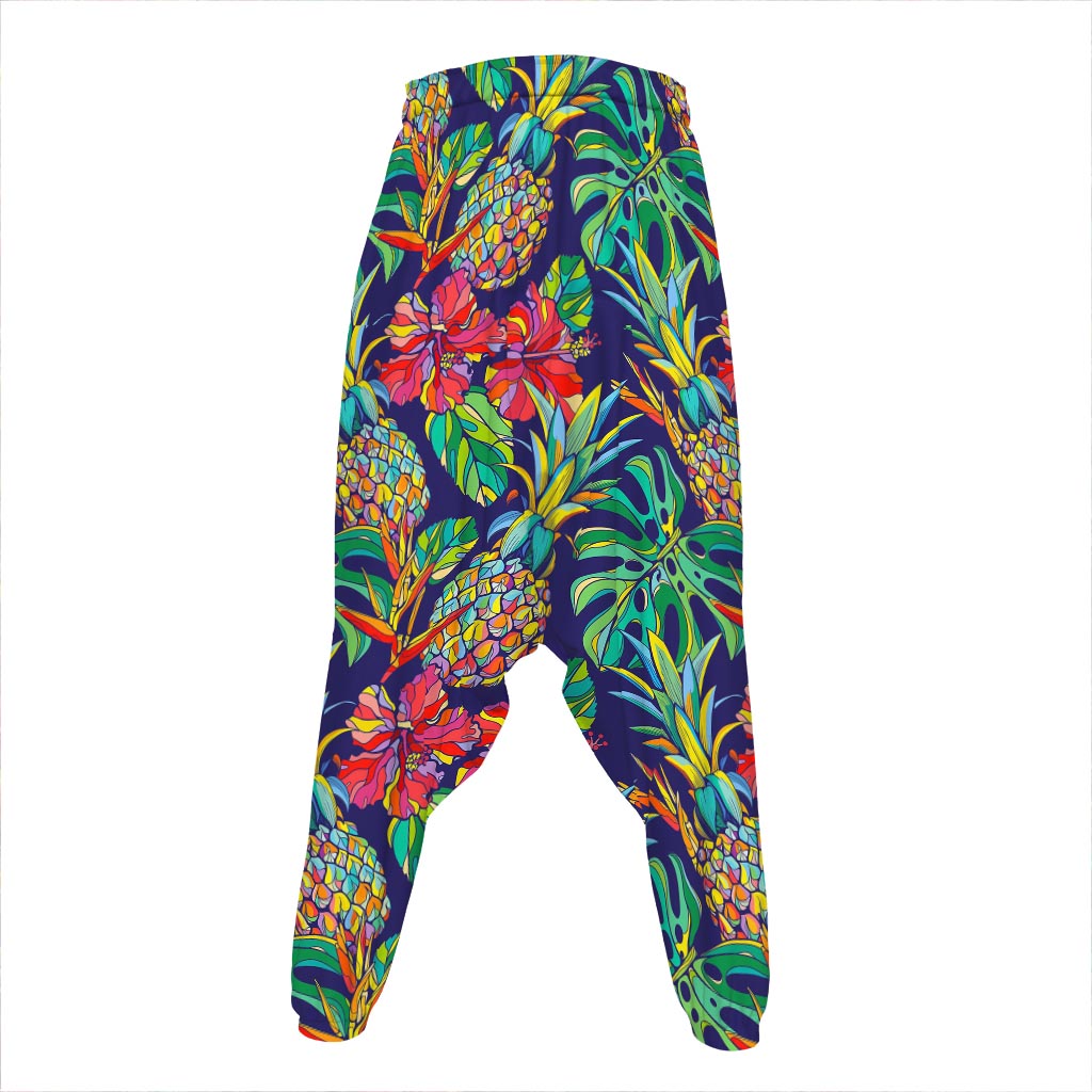 Colorful Aloha Pineapple Pattern Print Hammer Pants