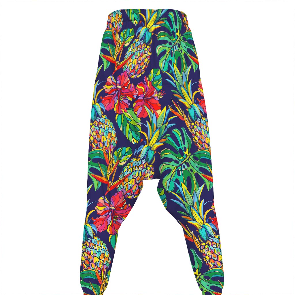 Colorful Aloha Pineapple Pattern Print Hammer Pants