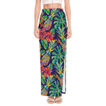 Colorful Aloha Pineapple Pattern Print High Slit Maxi Skirt