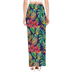 Colorful Aloha Pineapple Pattern Print High Slit Maxi Skirt