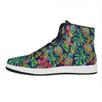 Colorful Aloha Pineapple Pattern Print High Top Leather Sneakers