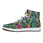 Colorful Aloha Pineapple Pattern Print High Top Leather Sneakers