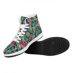 Colorful Aloha Pineapple Pattern Print High Top Leather Sneakers