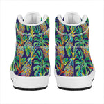 Colorful Aloha Pineapple Pattern Print High Top Leather Sneakers