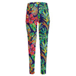 Colorful Aloha Pineapple Pattern Print High-Waisted Pocket Leggings