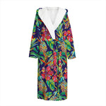 Colorful Aloha Pineapple Pattern Print Hooded Bathrobe