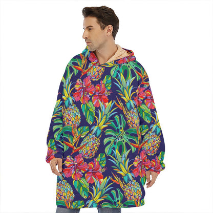 Colorful Aloha Pineapple Pattern Print Hoodie Blanket