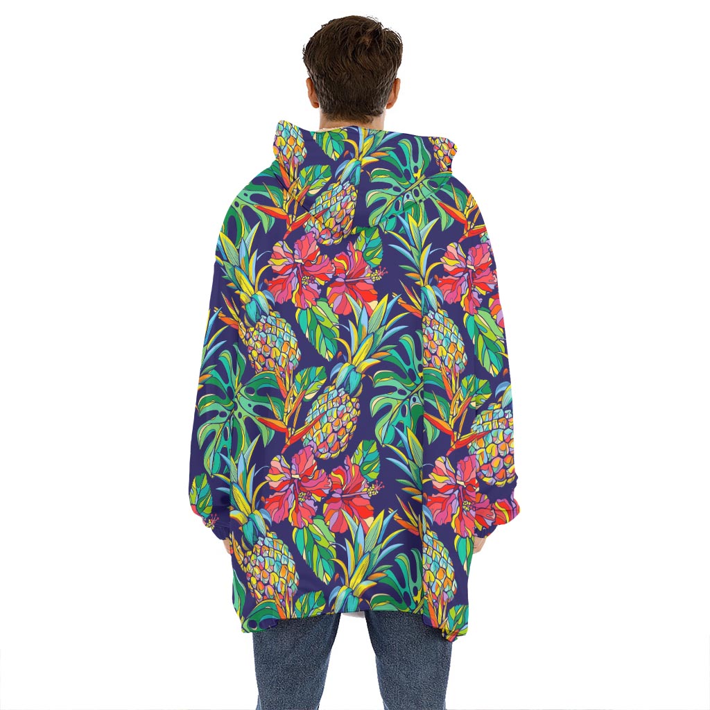 Colorful Aloha Pineapple Pattern Print Hoodie Blanket