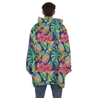 Colorful Aloha Pineapple Pattern Print Hoodie Blanket