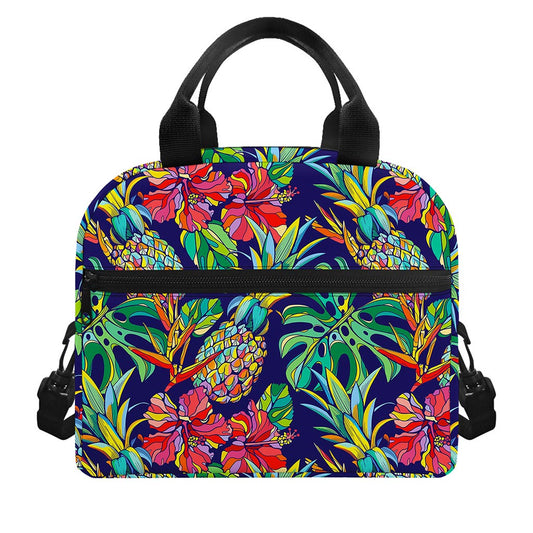 Colorful Aloha Pineapple Pattern Print Insulated Lunch Bag