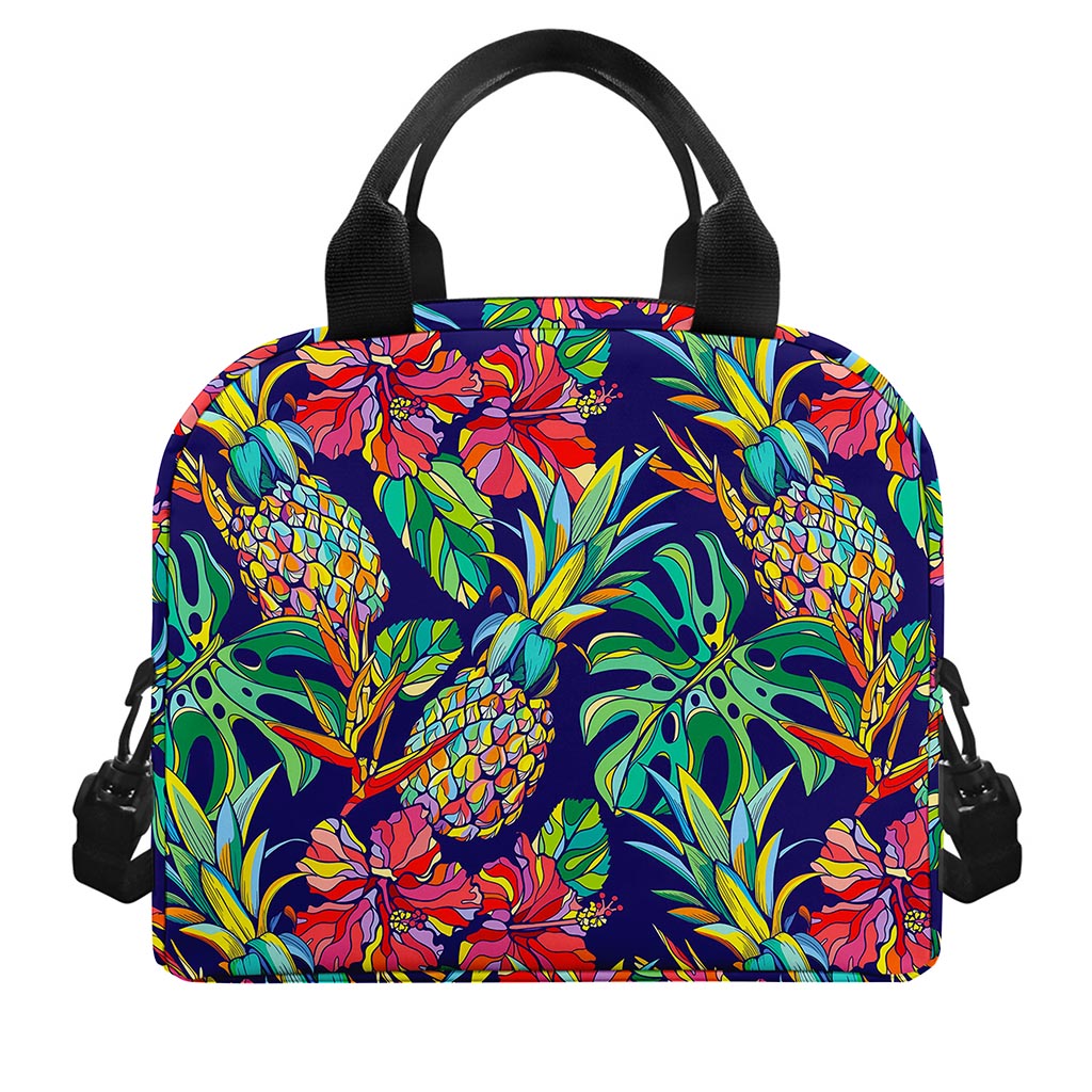 Colorful Aloha Pineapple Pattern Print Insulated Lunch Bag