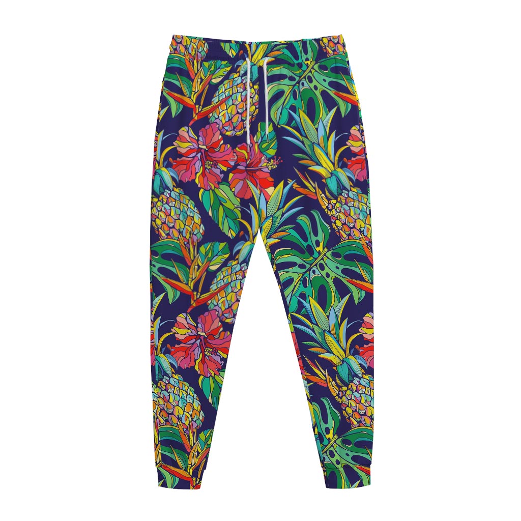 Colorful Aloha Pineapple Pattern Print Jogger Pants