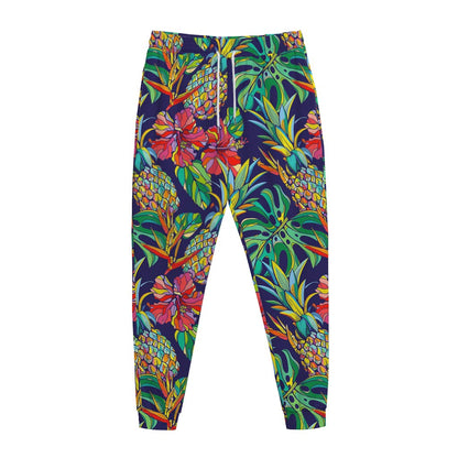 Colorful Aloha Pineapple Pattern Print Jogger Pants