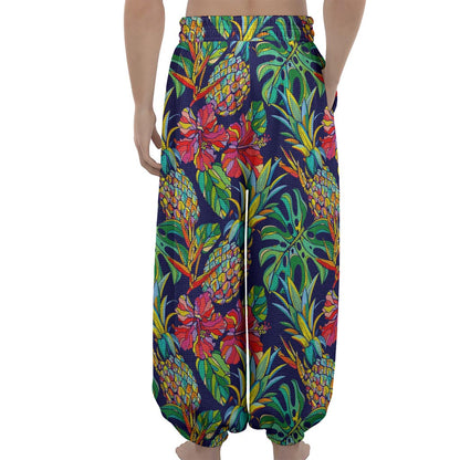 Colorful Aloha Pineapple Pattern Print Lantern Pants