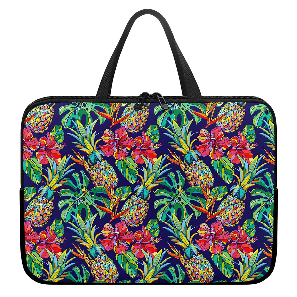 Colorful Aloha Pineapple Pattern Print Laptop Sleeve With Handle