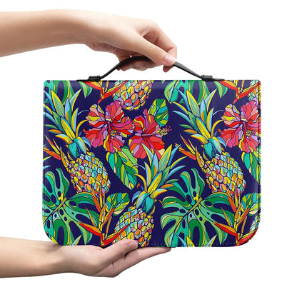 Colorful Aloha Pineapple Pattern Print Leather Bible Cover