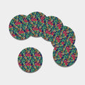 Colorful Aloha Pineapple Pattern Print Leather Coaster Set