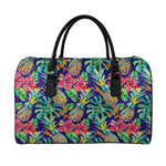 Colorful Aloha Pineapple Pattern Print Leather Duffle Bag