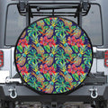 Colorful Aloha Pineapple Pattern Print Leather Spare Tire Cover