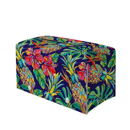 Colorful Aloha Pineapple Pattern Print Leather Tissue Box Cover