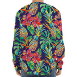 Colorful Aloha Pineapple Pattern Print Long Sleeve Baseball Jersey