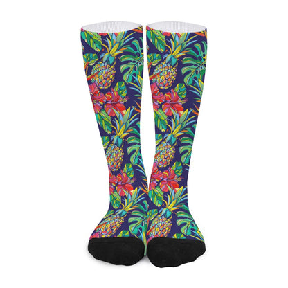 Colorful Aloha Pineapple Pattern Print Long Socks