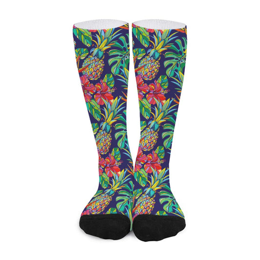 Colorful Aloha Pineapple Pattern Print Long Socks
