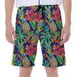 Colorful Aloha Pineapple Pattern Print Men's Beach Shorts