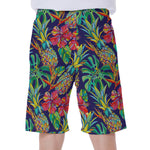 Colorful Aloha Pineapple Pattern Print Men's Beach Shorts