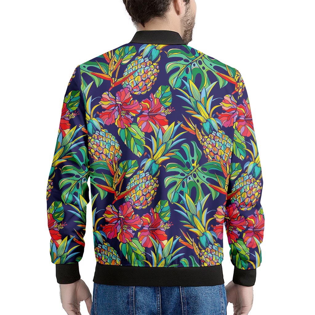 Colorful Aloha Pineapple Pattern Print Men's Bomber Jacket