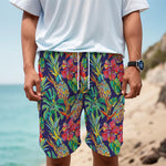 Colorful Aloha Pineapple Pattern Print Men's Cargo Shorts