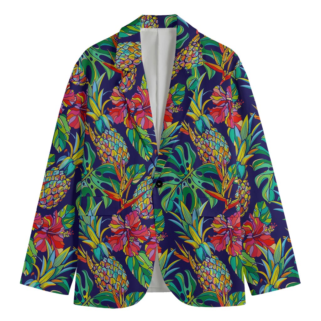 Colorful Aloha Pineapple Pattern Print Men's Cotton Blazer