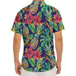 Colorful Aloha Pineapple Pattern Print Men's Deep V-Neck Shirt