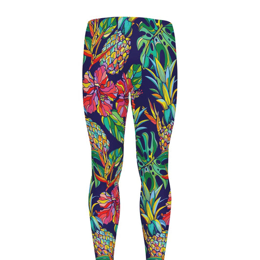 Colorful Aloha Pineapple Pattern Print Men's leggings