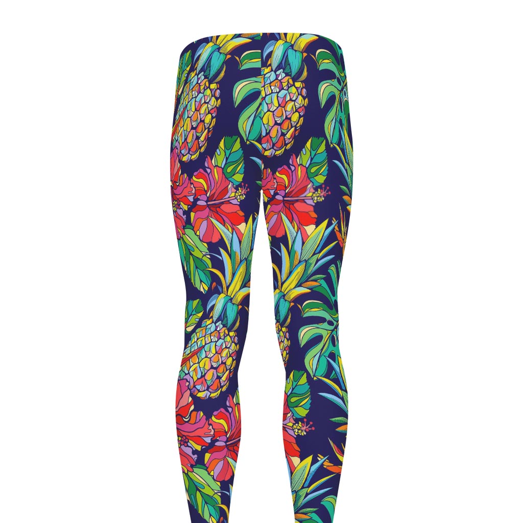 Colorful Aloha Pineapple Pattern Print Men's leggings
