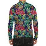 Colorful Aloha Pineapple Pattern Print Men's Long Sleeve Rash Guard
