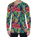 Colorful Aloha Pineapple Pattern Print Men's Long Sleeve T-Shirt
