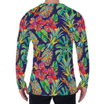 Colorful Aloha Pineapple Pattern Print Men's Long Sleeve T-Shirt
