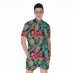 Colorful Aloha Pineapple Pattern Print Men's Rompers
