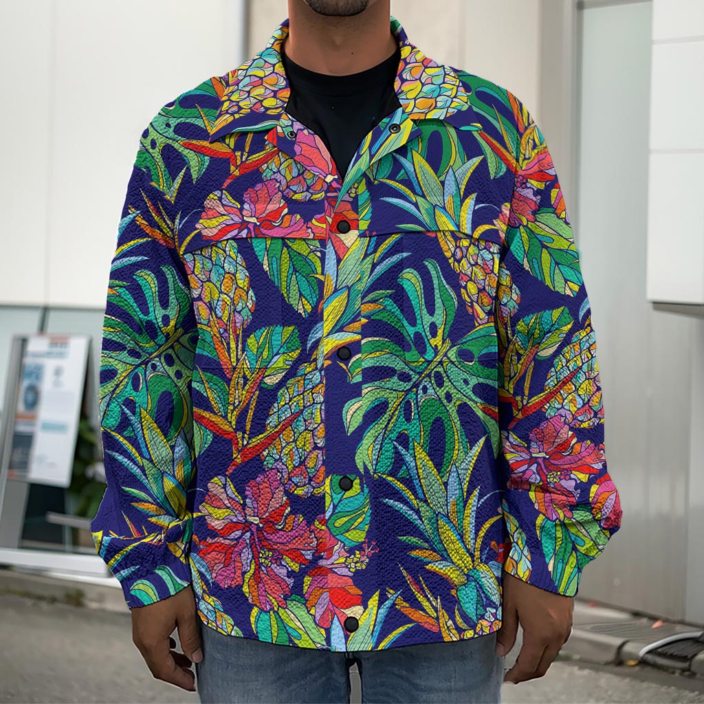 Colorful Aloha Pineapple Pattern Print Men's Shirt Jacket