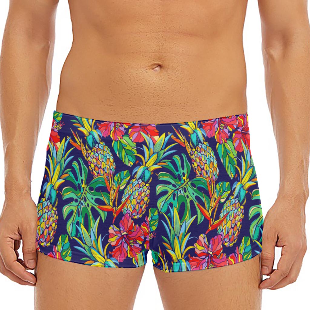 Colorful Aloha Pineapple Pattern Print Men's Short Boxer Briefs