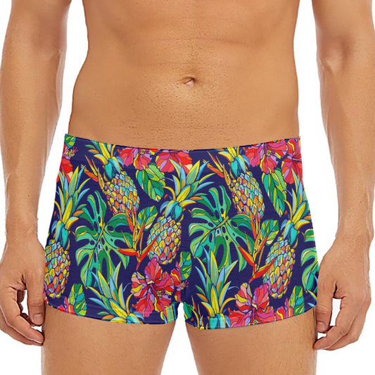 Colorful Aloha Pineapple Pattern Print Men's Short Boxer Briefs