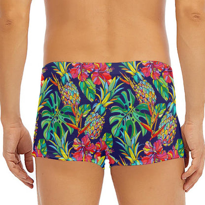Colorful Aloha Pineapple Pattern Print Men's Short Boxer Briefs