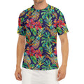 Colorful Aloha Pineapple Pattern Print Men's Short Sleeve Rash Guard