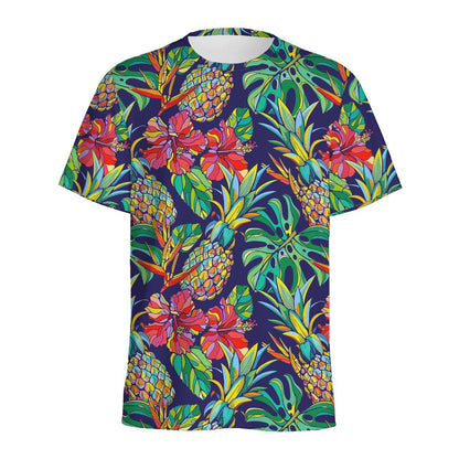 Colorful Aloha Pineapple Pattern Print Men's Sports T-Shirt