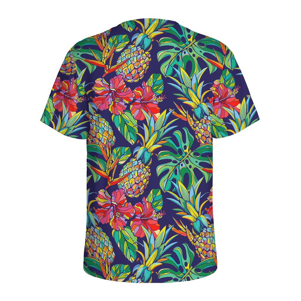 Colorful Aloha Pineapple Pattern Print Men's Sports T-Shirt